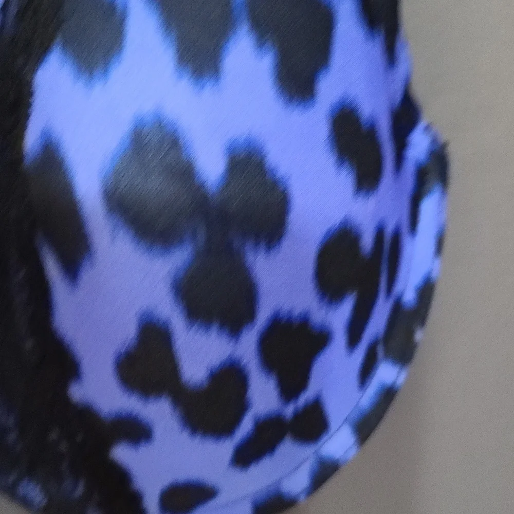 Smart & Sexy Womens‎ Bra Black/Blue Cheetah Lightly Padded Adjustable Sz 38C EUC